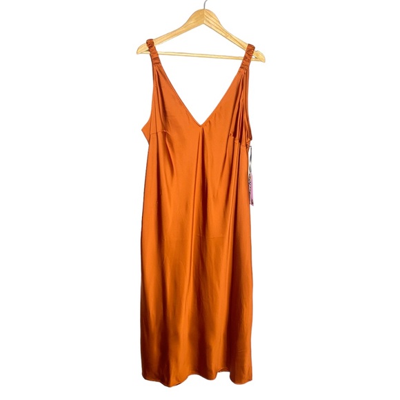✨NWT Future Collective Alani Noelle Rust Orange Strappy Slip Midi Dress XXL - Picture 2 of 12